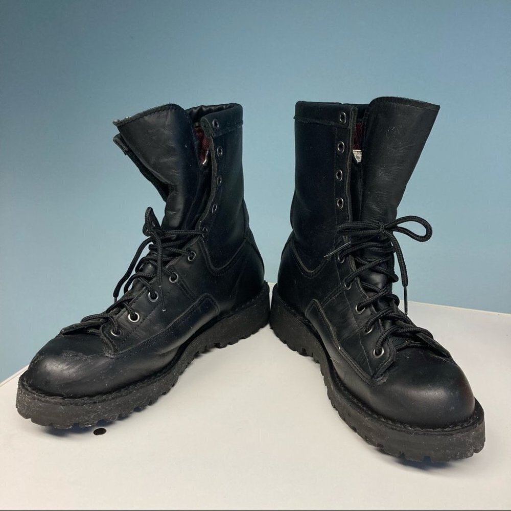 WOMEN - DANNER Sz 9 Moto Military Style Y2K Lined Leather Mid-Calf Lace Up Boots